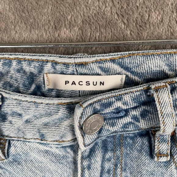 PacSun Mom Jean Womens 24 Light Wash Distressed Mid Rise Y2K Grunge Skater 24x27 - Picture 3 of 8